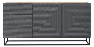Komoda Asha 167 cm na kovovém podstavci - dub artisan / rivier stone mat