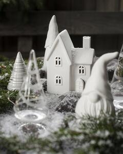 Dům Vánoc Keramický svícen Domek bílý matný 16 cm