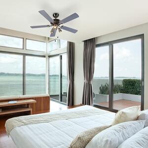 Stropní ventilátor ocelový 110 cm 3 světla s tahovým spínačem - Mistral