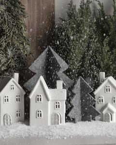 Dům Vánoc Keramický svícen Domek bílý matný 16 cm