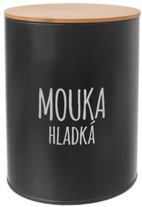 German Dóza BLACK s nápisem MOUKA HLADKÁ / pr. 13 cm / černá
