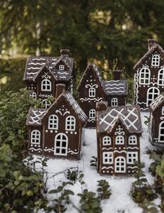 Dům Vánoc Keramický svícen Domek - Perníková chaloupka hnědý lesklý 15 cm