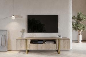 TV stolek Verica 200 cm s výklenkem - dub piškotový / zlaté nožky