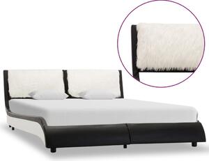 Rám postele s LED světlem černý a bílý umělá kůže 140 x 200 cm