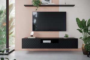 Závěsný TV stolek Scalia 190 cm s výklenkem - černý mat