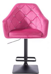LuxuryForm Barová židle ROMA VELUR na černé podstavě - růžová