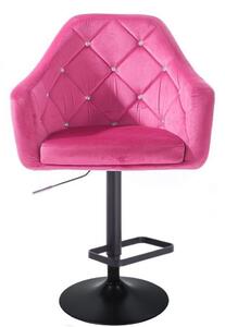 LuxuryForm Barová židle ROMA VELUR na černém talíři - růžová