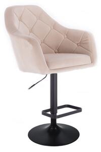LuxuryForm Barová židle ANDORA VELUR na černém talíři - krémová