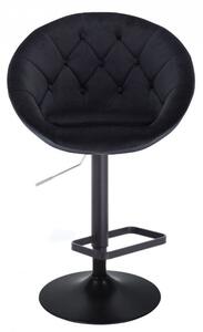 LuxuryForm Barová židle VERA VELUR na černém talíři - černá