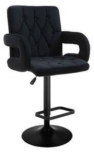 LuxuryForm Barová židle BOSTON VELUR na černém talíři - černá