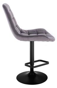 LuxuryForm Barová židle PARIS VELUR na černém talíři - šedá