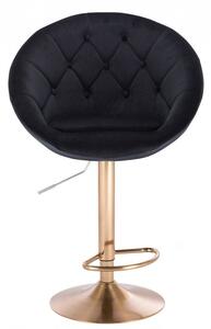 LuxuryForm Barová židle VERA VELUR na zlatém talíři - černá