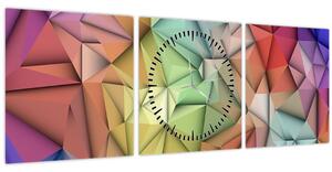 Obraz - Polygonální abstrakce (s hodinami) (90x30 cm)