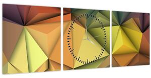 Obraz - Polygonální 3D abstrakce (s hodinami) (90x30 cm)