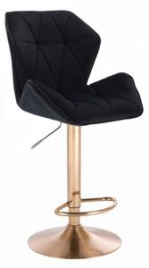 LuxuryForm Barová židle MILANO MAX VELUR na zlatém talíři - černá