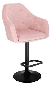 LuxuryForm Barová židle ANDORA VELUR na černém talíři - světle růžová