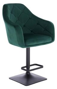Barová židle ANDORA VELUR na černé podstavě - zelená