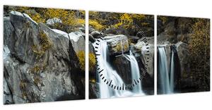 Obraz - Vodopády, Lushan, Čína (s hodinami) (90x30 cm)