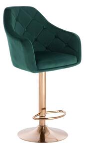 LuxuryForm Barová židle ANDORA VELUR na zlatém talíři - zelená