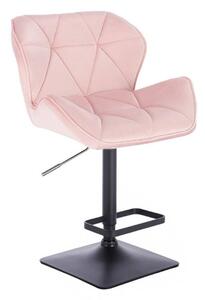 LuxuryForm Barová židle MILANO VELUR na černé podstavě - světle růžová