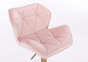 LuxuryForm Barová židle MILANO VELUR na zlatém talíři - světle růžová
