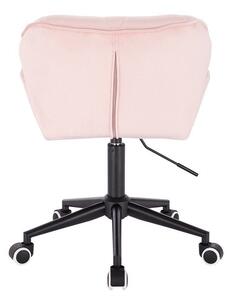 LuxuryForm Židle MILANO VELUR na černé podstavě s kolečky - světle růžová
