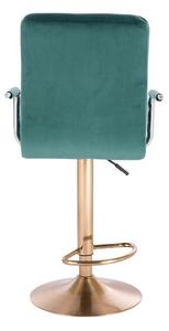 LuxuryForm Barová židle VERONA VELUR na zlatém talíři - zelená