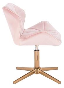 LuxuryForm Židle MILANO VELUR na zlatém kříži - světle růžová