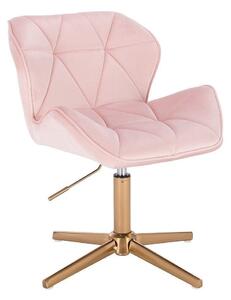 LuxuryForm Židle MILANO VELUR na zlatém kříži - světle růžová