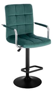 LuxuryForm Barová židle VERONA VELUR na černém talíři - zelená