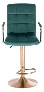 LuxuryForm Barová židle VERONA VELUR na zlatém talíři - zelená