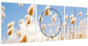 Obraz - Zlaté pole (s hodinami) (90x30 cm)
