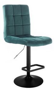 LuxuryForm Barová židle TOLEDO VELUR na černém talíři - zelená