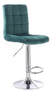 LuxuryForm Barová židle TOLEDO VELUR na stříbrném talíři - zelená
