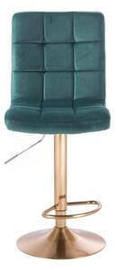 LuxuryForm Barová židle TOLEDO VELUR na zlatém talíři - zelená