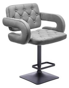 Barová židle ADRIA VELUR na černé podstavě - šedá