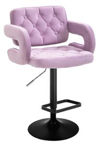 LuxuryForm Barová židle ADRIA VELUR na černém talíři - levandule
