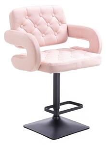 LuxuryForm Barová židle ADRIA VELUR na černé podstavě - růžová