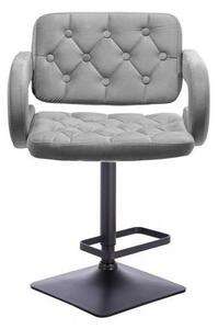 LuxuryForm Barová židle ADRIA VELUR na černé podstavě - šedá