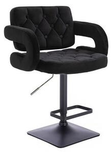 LuxuryForm DESIGN Barová židle ADRIA VELUR na černé hranaté podstavě - černá
