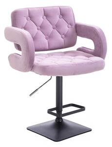 LuxuryForm Barová židle ADRIA VELUR na černé podstavě - levandule