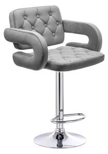 Barová židle ADRIA VELUR na stříbrném talíři - šedá