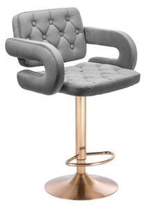 Barová židle ADRIA VELUR na zlatém talíři - šedá