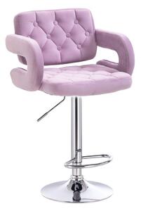 LuxuryForm Barová židle ADRIA VELUR na stříbrném talíři - levandule