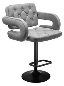 Barová židle ADRIA VELUR na černém talíři - šedá