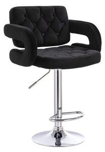 LuxuryForm Barová židle ADRIA VELUR na stříbrném talíři - černá