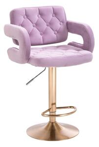 LuxuryForm Barová židle ADRIA VELUR na zlatém talíři - levandule