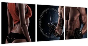 Obraz - Fitness (s hodinami) (90x30 cm)