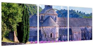 Obraz - Levandulové pole (s hodinami) (90x30 cm)