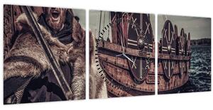 Obraz - Viking (s hodinami) (90x30 cm)